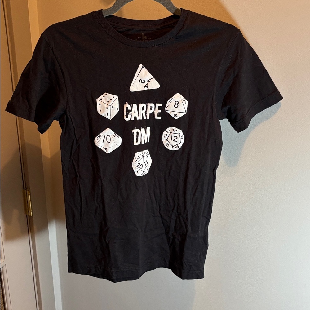 Black Graphic Tee with Dice Design